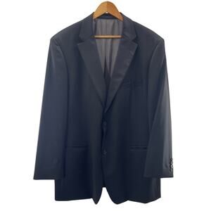 Hugo Boss 100% Virgin Wool Super 100 Reda Italian Two Button Black Blazer 48R